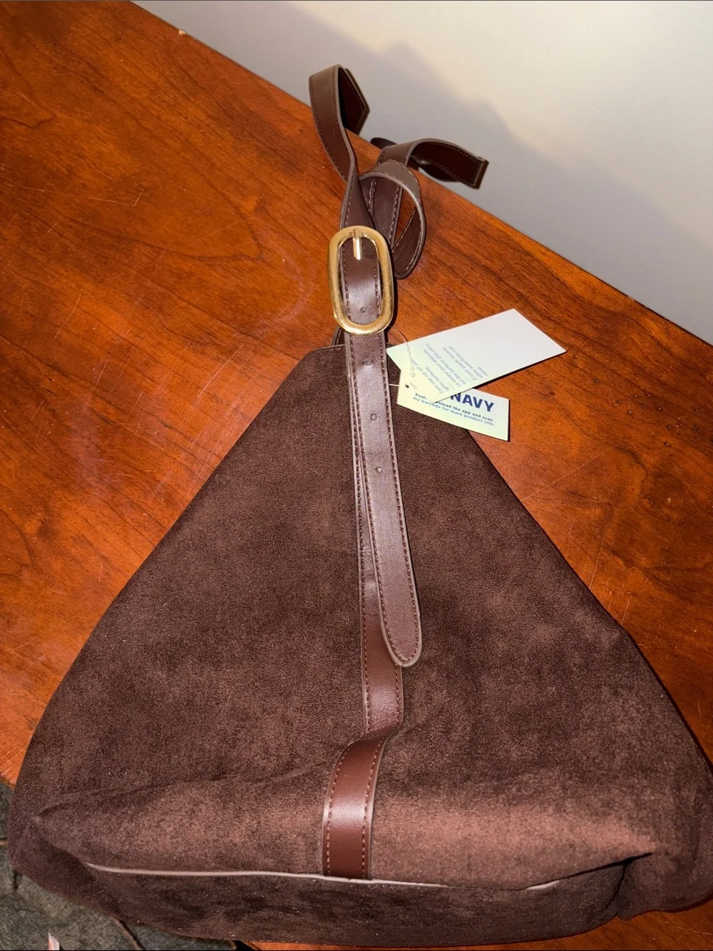 Old Navy Brown Suede Hobo Bag with Dark Brown Strap